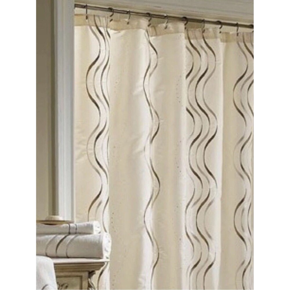 Croscill Home Shower Curtain Dante Champagne Embellished 72”x75” EUC